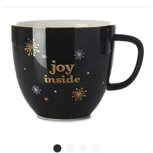 2/$25 David's Tea  Joy Inside Oversized Winter Coffee Mug Black Gold
